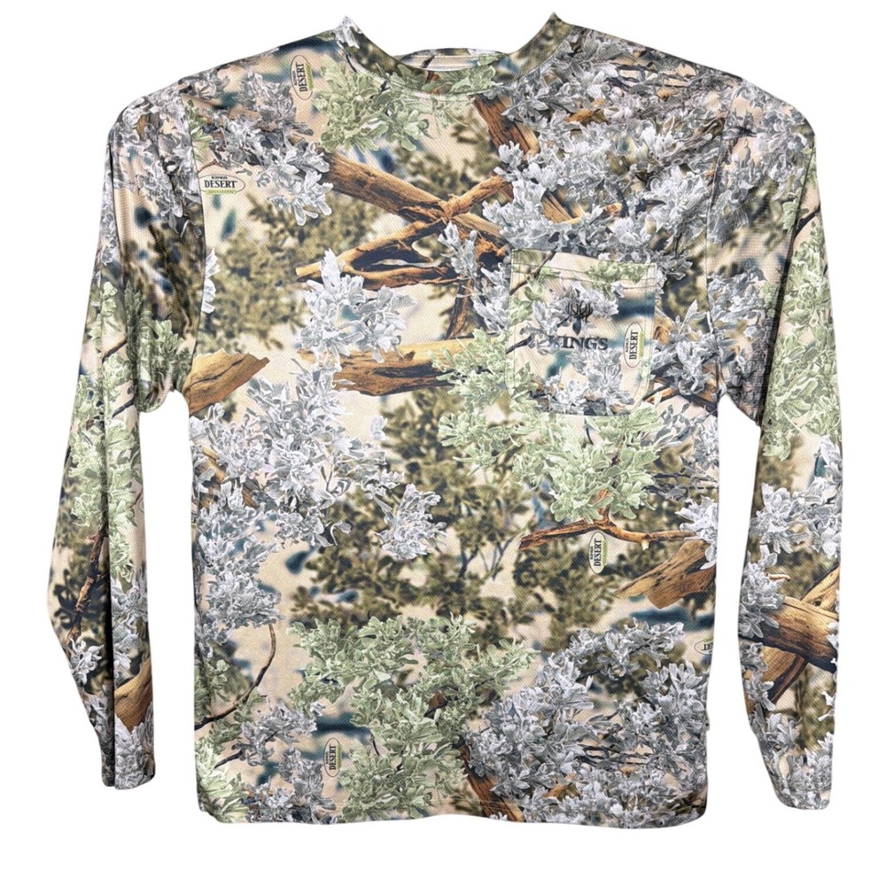 King's Camo T-Shirt Mens M Desert Shadow Camouflage Pocket Long Sleeve